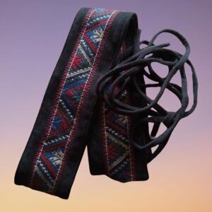 Lori Fairchild Faux Suede Brown Southwest Obi Belt NWOT